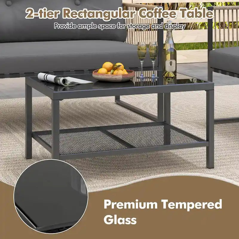Ensemble de mobilier de patio Costway 4/8 pièces, canapé de conversation en rotin PE - 4 pièces