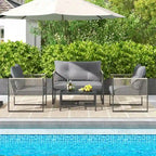 Ensemble de mobilier de patio Costway 4/8 pièces, canapé de conversation en rotin PE - 4 pièces