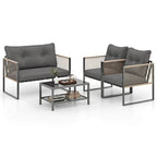 Ensemble de mobilier de patio Costway 4/8 pièces, canapé de conversation en rotin PE - 4 pièces