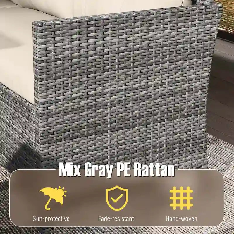 Ensemble de salle à manger Gymax 7 pièces, canapé d'angle en rotin PE, pour terrasse