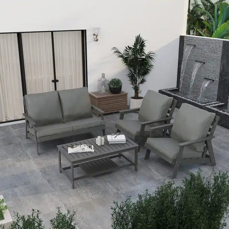 Canapé deux places Alpine d'extérieur - Fauteuil d'appoint rembourré pour l'intérieur, la véranda, le jardin et le salon