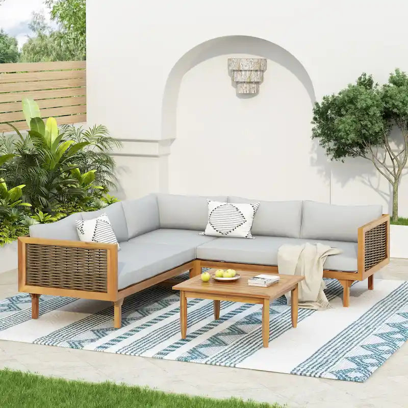 Christopher Knight Home - Ensemble de canapés d'angle avec coussins imperméables - Canapé d'extérieur haut de gamme
