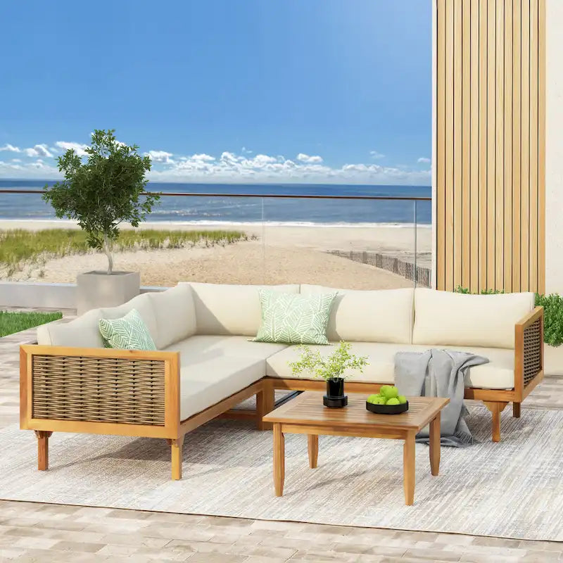 Christopher Knight Home - Ensemble de canapés d'angle avec coussins imperméables - Canapé d'extérieur haut de gamme