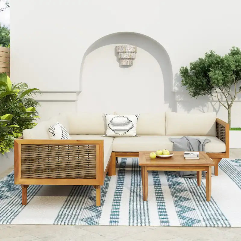 Christopher Knight Home - Ensemble de canapés d'angle avec coussins imperméables - Canapé d'extérieur haut de gamme