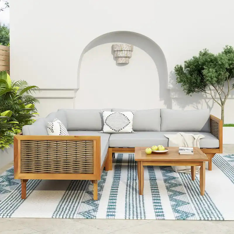 Christopher Knight Home - Ensemble de canapés d'angle avec coussins imperméables - Canapé d'extérieur haut de gamme