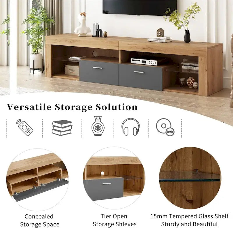 Meubles TV modernes pour téléviseurs jusqu'à 80 pouces, centre de divertissement avec éclairage LED