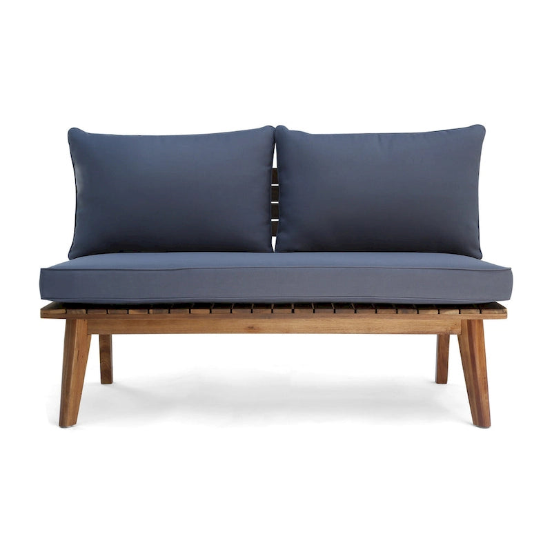 Banc d'extérieur Almo, tissu gris, bois d'acacia brun de 124 cm