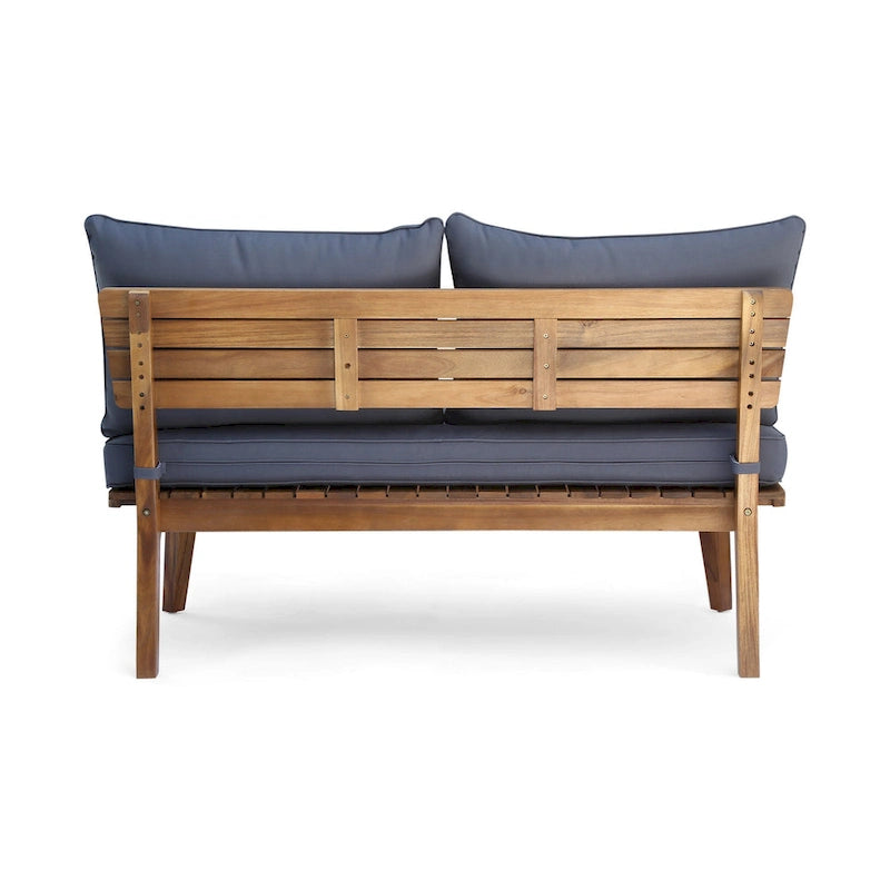 Banc d'extérieur Almo, tissu gris, bois d'acacia brun de 124 cm