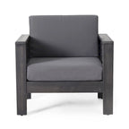 Fauteuil de jardin Quim, panneau à lattes, bois d'acacia gris, tissu gris