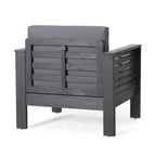 Fauteuil de jardin Quim, panneau à lattes, bois d'acacia gris, tissu gris