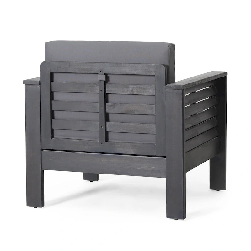 Fauteuil de jardin Quim, panneau à lattes, bois d'acacia gris, tissu gris