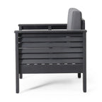 Fauteuil de jardin Quim, panneau à lattes, bois d'acacia gris, tissu gris