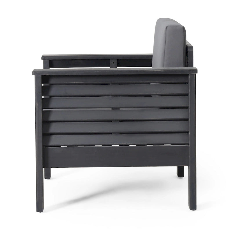 Fauteuil de jardin Quim, panneau à lattes, bois d'acacia gris, tissu gris