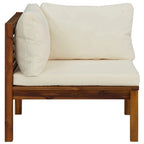 Canapé d'angle modulable d'extérieur 2 pièces, carré en bois d'acacia, polyester blanc