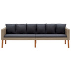 Canapé d'extérieur 3 places pour terrasse, 218 cm (86 pouces) en polyrotin beige, coussins gris