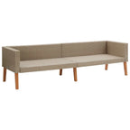 Canapé d'extérieur 3 places pour terrasse, 218 cm (86 pouces) en polyrotin beige, coussins gris
