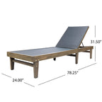 Chaise longue d'extérieur Liam, assise en maille de 198 cm, structure en bois d'acacia gris foncé