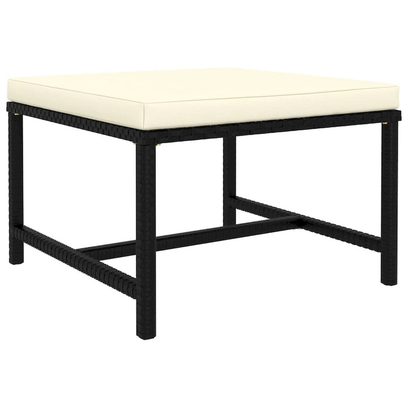 Ensemble de canapé d'extérieur modulaire Reno 9 pièces, coussins en tissu ivoire, rotin noir