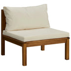 Ensemble canapé d'extérieur modulaire en L 6 pièces Lave, coussins ivoire, table basse en bois