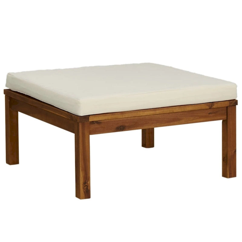 Ensemble canapé d'extérieur modulaire en L 6 pièces Lave, coussins ivoire, table basse en bois