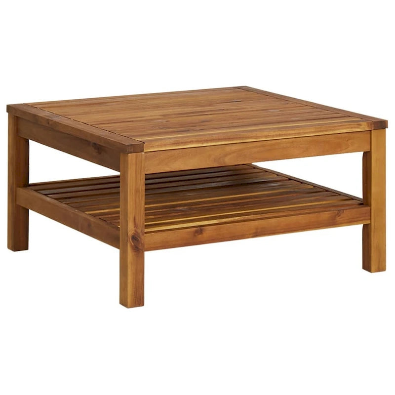 Ensemble canapé d'extérieur modulaire en L 6 pièces Lave, coussins ivoire, table basse en bois