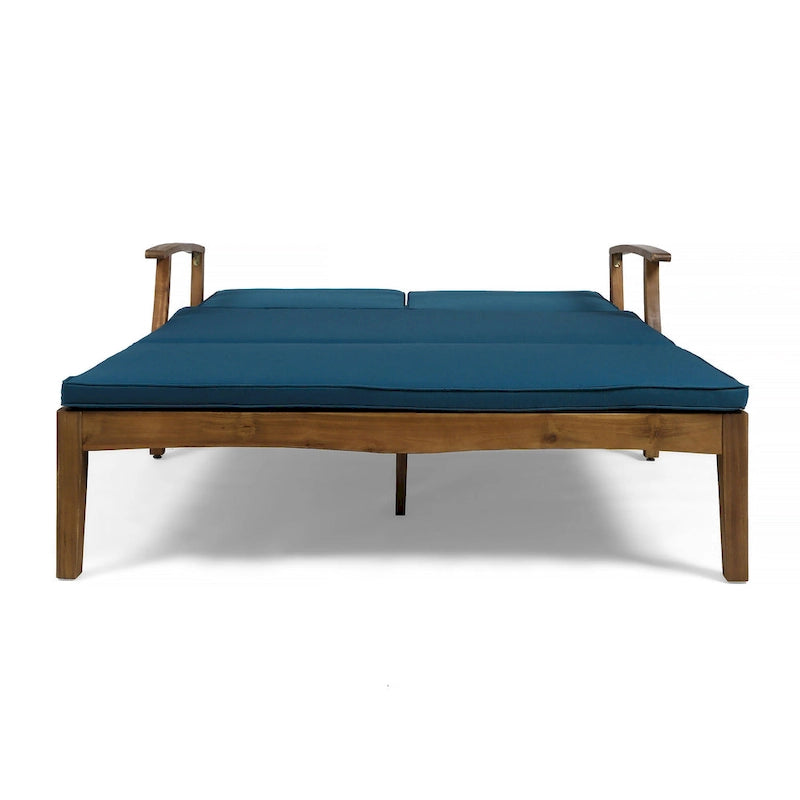 Lit-méridienne double Hoye, extérieur, 200 cm, bois d'acacia
