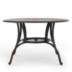 Table de jardin ronde Simon, 119 cm (47 pouces), structure en métal coulé finition bronze