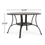 Table de jardin ronde Simon, 119 cm (47 pouces), structure en métal coulé finition bronze