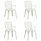 Outdoor Patio Chair Set of 4, Cutout Backrests, White Aluminum Metal