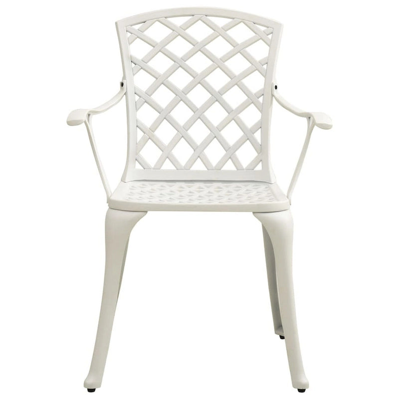 Ensemble de 4 chaises de patio d'extérieur, dossiers ajourés, métal aluminium blanc