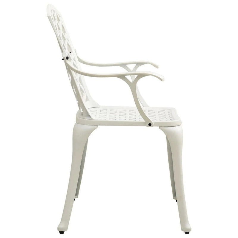 Ensemble de 4 chaises de patio d'extérieur, dossiers ajourés, métal aluminium blanc