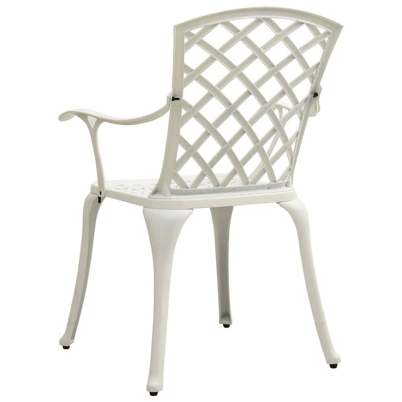 Ensemble de 4 chaises de patio d'extérieur, dossiers ajourés, métal aluminium blanc
