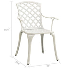 Ensemble de 4 chaises de patio d'extérieur, dossiers ajourés, métal aluminium blanc