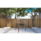 Set of Two 22 Black and Natural Wood Solid Wood Outdoor Dining Chair