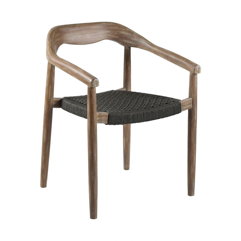 Ensemble de deux chaises de salle à manger d'extérieur en bois massif noir et naturel de 22 pouces