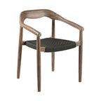 Ensemble de deux chaises de salle à manger d'extérieur en bois massif noir et naturel de 22 pouces