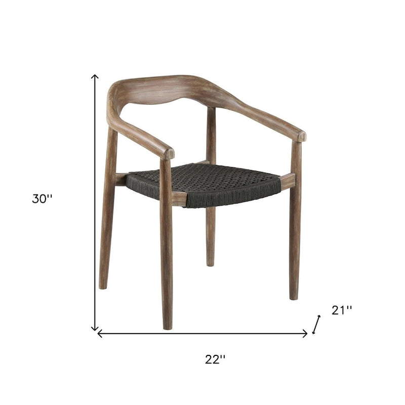 Ensemble de deux chaises de salle à manger d'extérieur en bois massif noir et naturel de 22 pouces