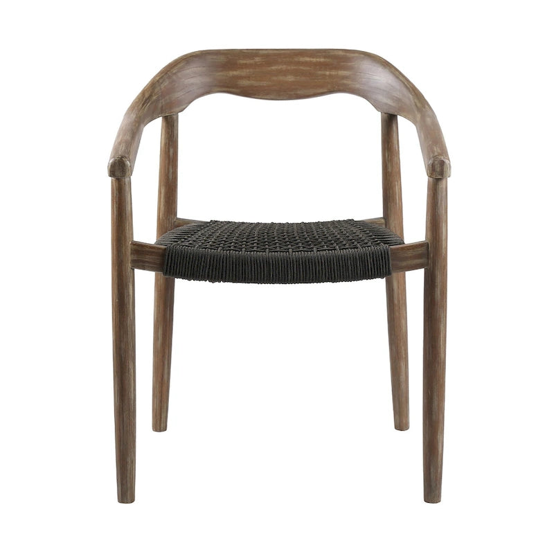Ensemble de deux chaises de salle à manger d'extérieur en bois massif noir et naturel de 22 pouces