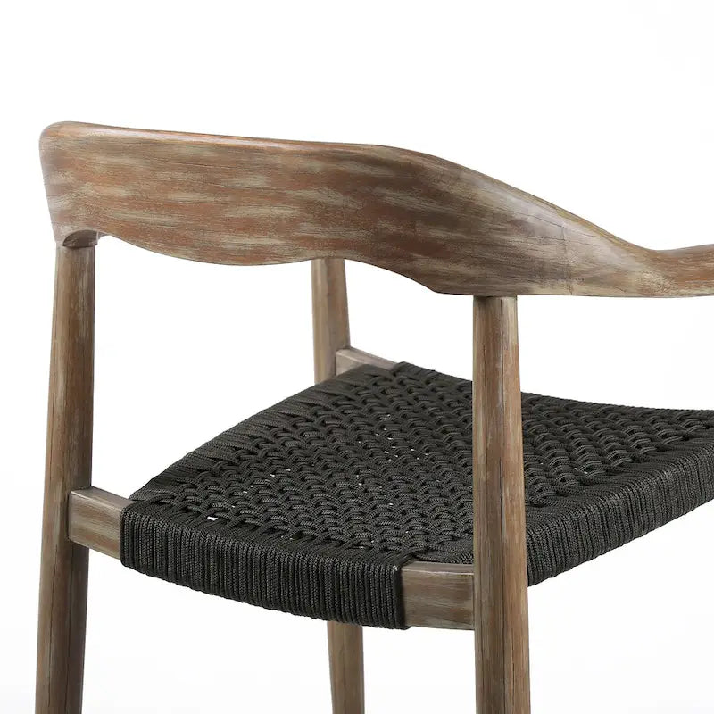 Ensemble de deux chaises de salle à manger d'extérieur en bois massif noir et naturel de 22 pouces