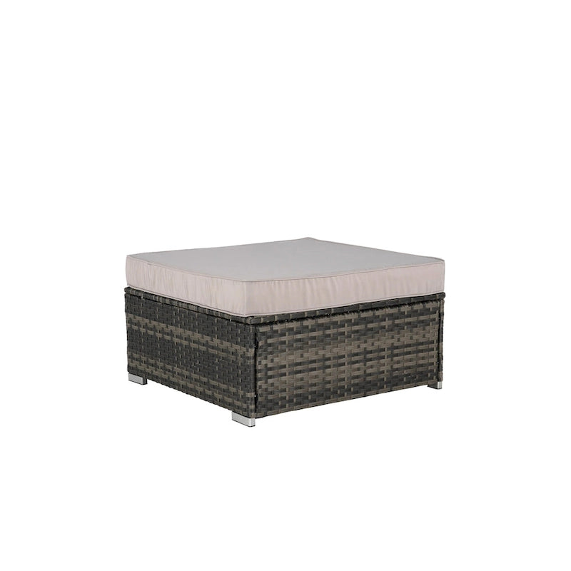 Ensemble de canapé d'angle d'extérieur 8 pièces, ensemble de mobilier de conversation en résine tressée résistante aux intempéries avec table basse et 2 coussins