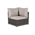 Ensemble de canapé d'angle d'extérieur 8 pièces, ensemble de mobilier de conversation en résine tressée résistante aux intempéries avec table basse et 2 coussins
