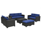 Ensemble de canapé d'angle 10 pièces en rotin PE pour extérieur, mobilier de conversation pour patio avec coussins et table basse