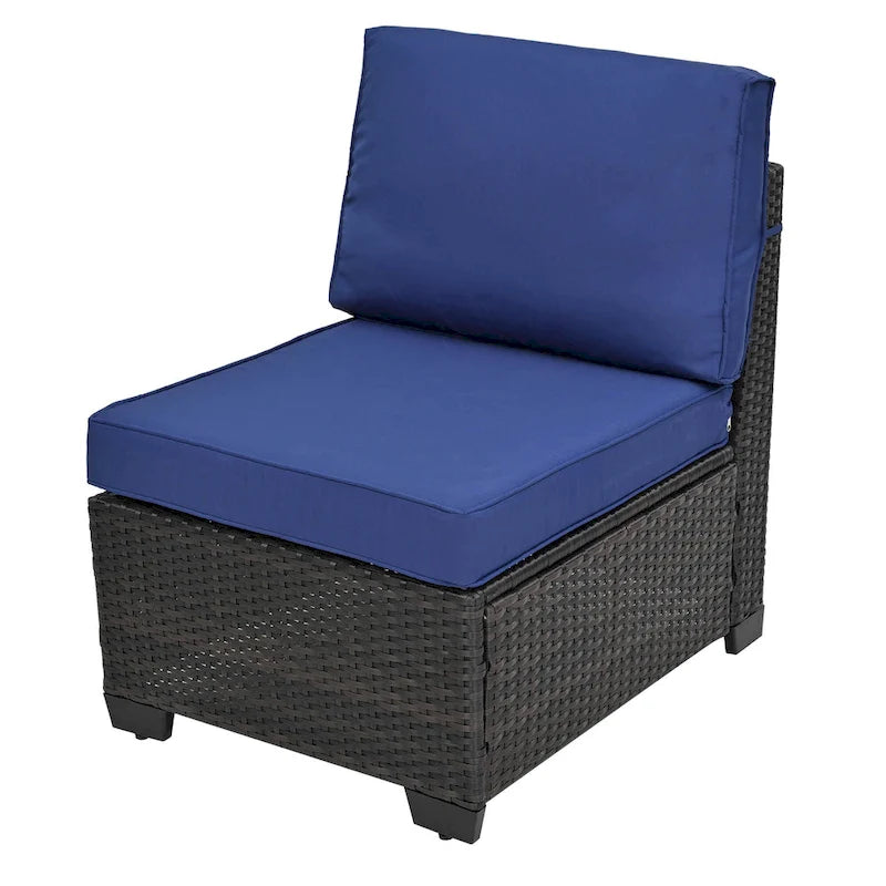 Ensemble de canapé d'angle 10 pièces en rotin PE pour extérieur, mobilier de conversation pour patio avec coussins et table basse