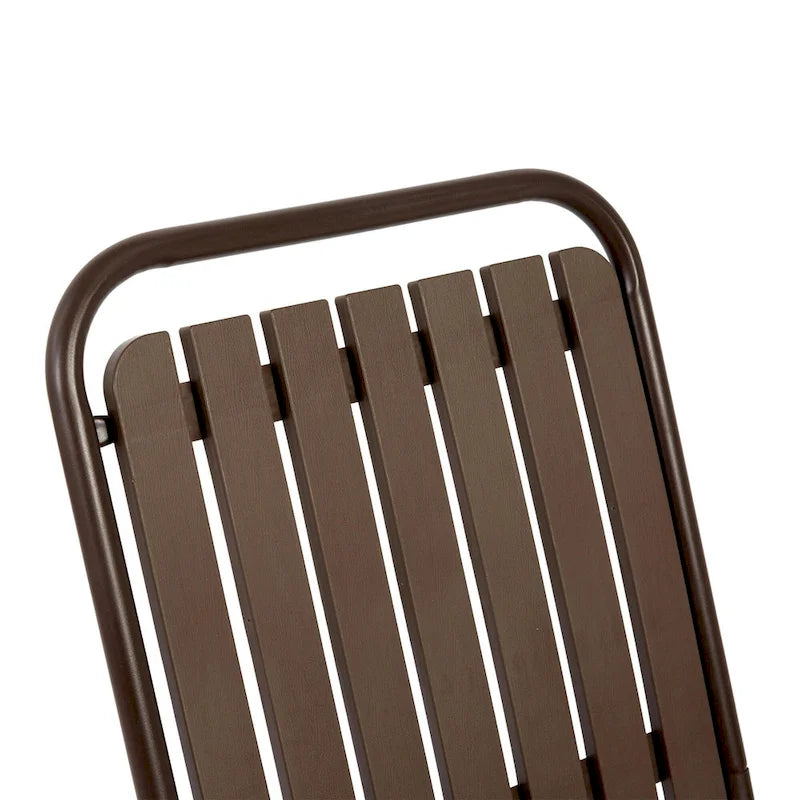 Ensemble de salle à manger d'extérieur 7 pièces comprenant une table rectangulaire en acier et 6 chaises.