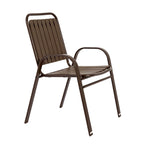 Ensemble de salle à manger d'extérieur 7 pièces comprenant une table rectangulaire en acier et 6 chaises.