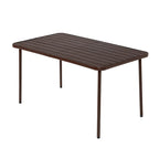 Ensemble de salle à manger d'extérieur 7 pièces comprenant une table rectangulaire en acier et 6 chaises.
