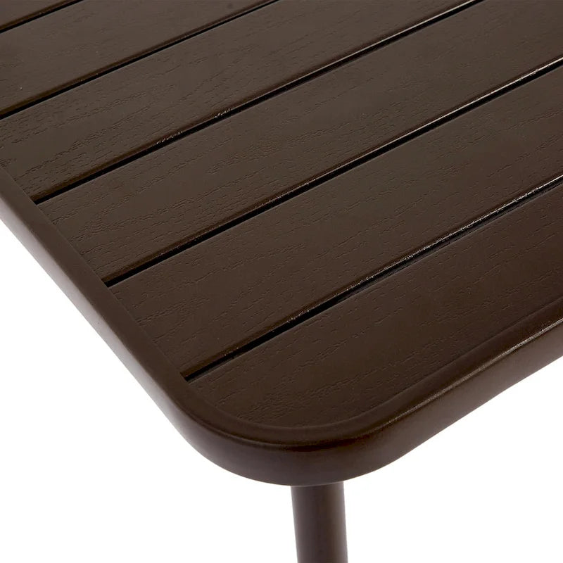 Ensemble de salle à manger d'extérieur 7 pièces comprenant une table rectangulaire en acier et 6 chaises.