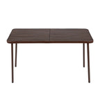 Ensemble de salle à manger d'extérieur 7 pièces comprenant une table rectangulaire en acier et 6 chaises.