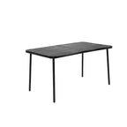 Ensemble de salle à manger d'extérieur 7 pièces comprenant une table rectangulaire en acier et 6 chaises.