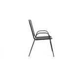 Ensemble de salle à manger d'extérieur 7 pièces comprenant une table rectangulaire en acier et 6 chaises.